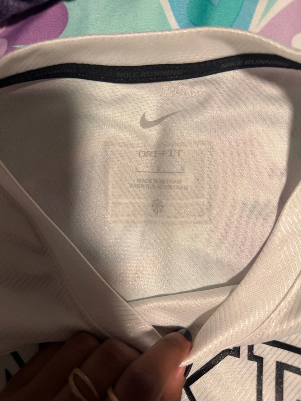 Nike White Mesh Running Tee with Black Neck Trim